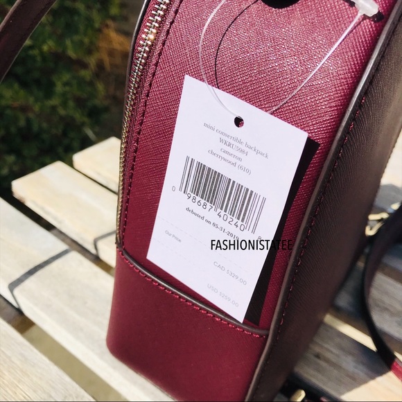 kate spade mini convertible backpack cherrywood - Picture 7 of 8